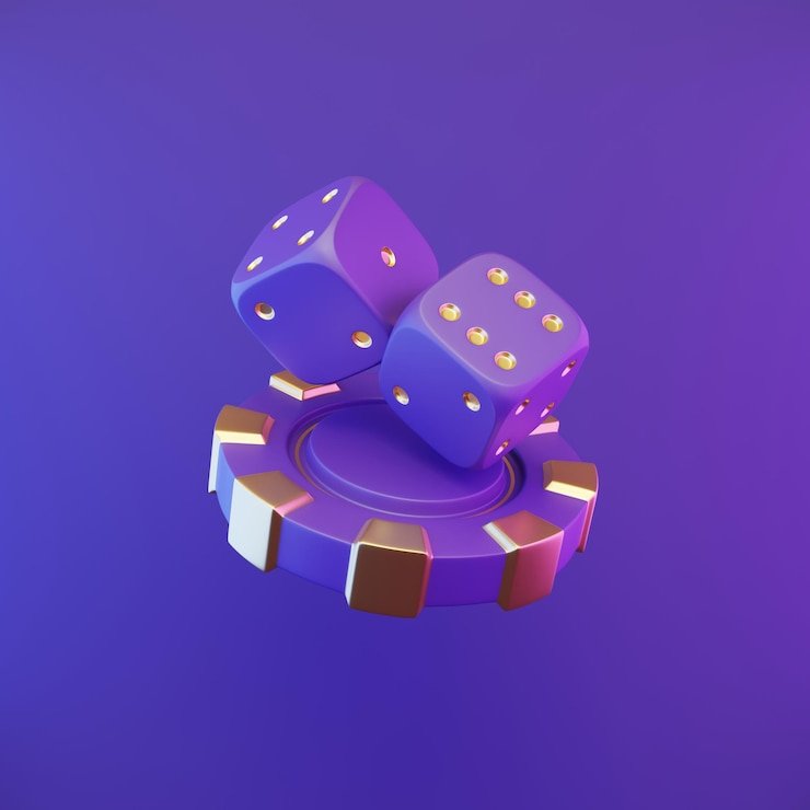 Dealer profesional supermpo melempar tiga dadu di studio Lightning Dice dengan pencahayaan HD